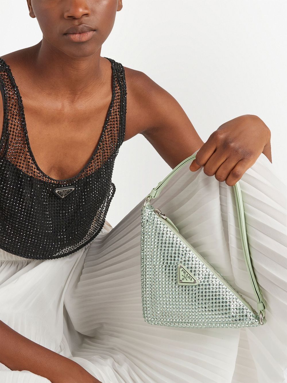 Pra*a triangle crystal-embellished mini bag