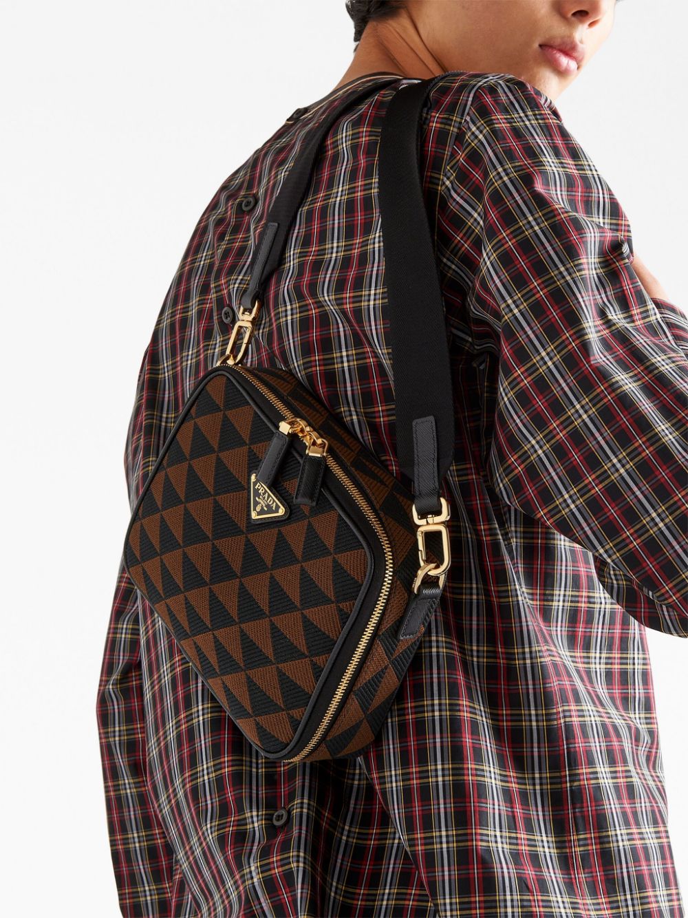 Pra*a symbole embroidered messenger bag