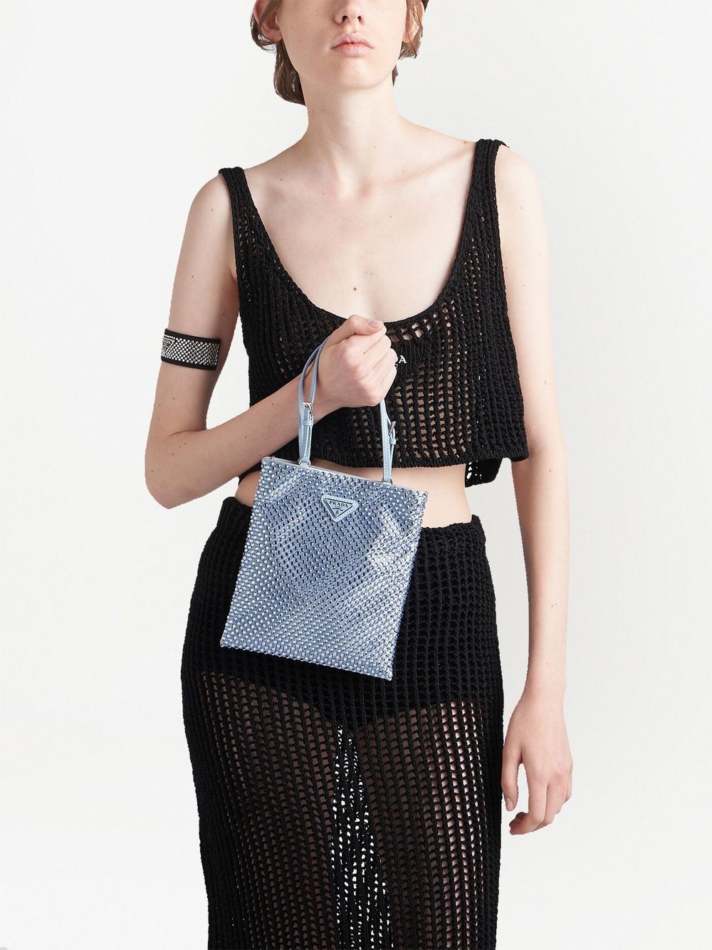 Pra*a crystal-embellished satin handbag