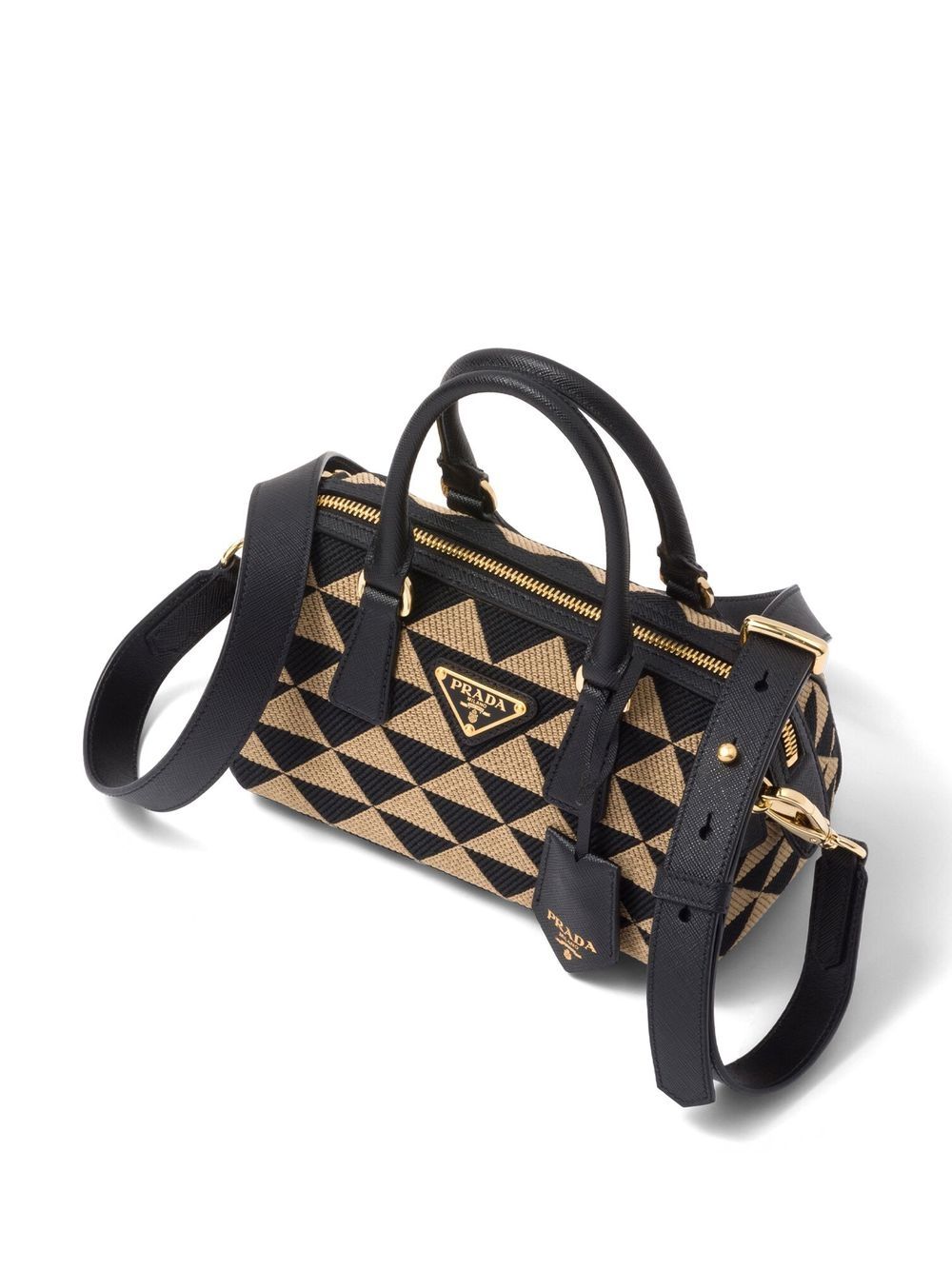 Pra*a symbole embroidered top-handle bag