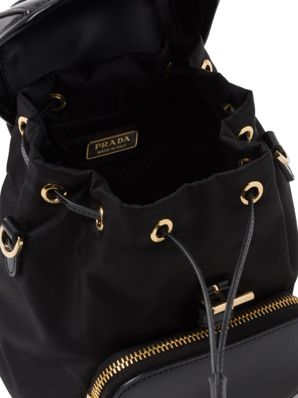 Pra*a re-nylon brushed leather backpack