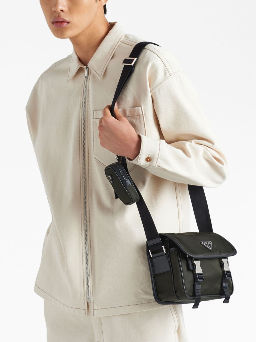 Pra*a re-nylon logo-plaque backpack