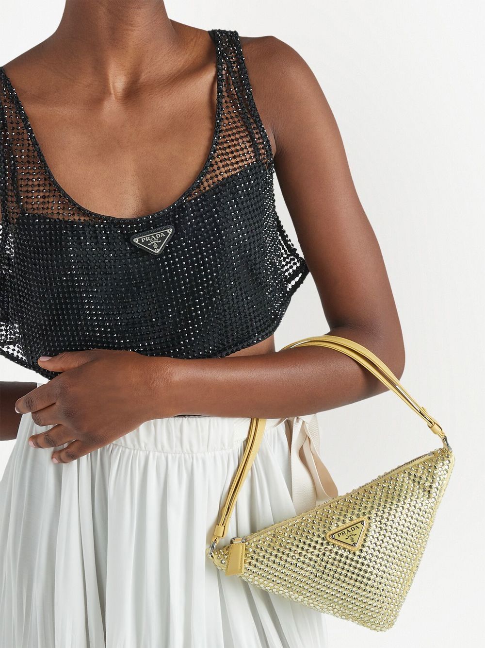 Pra*a triangle crystal-embellished mini bag