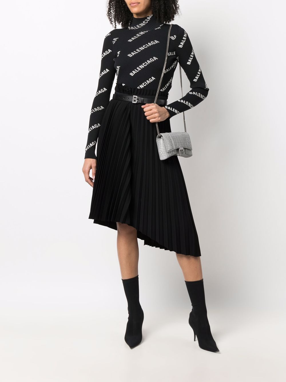 Ba*len*cia*ga hourglass crocodile-effect clutch bag