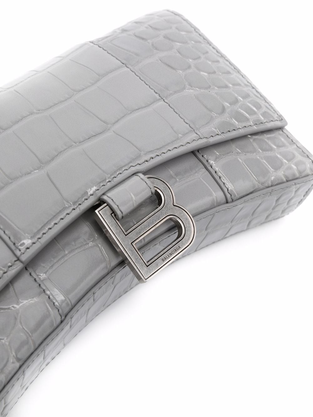 Ba*len*cia*ga hourglass crocodile-effect clutch bag