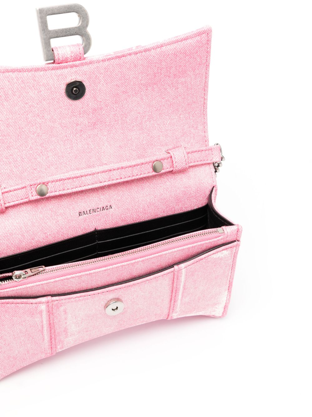 Ba*len*cia*ga hourglass denim chain wallet bag